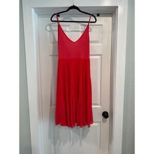 See You Monday Spaghetti Strap Pleated Red Dress Women's Size M